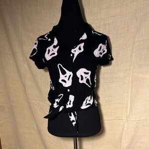 Ghost Face Tie Front Shirt
